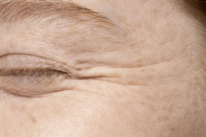 Close up face pores texture